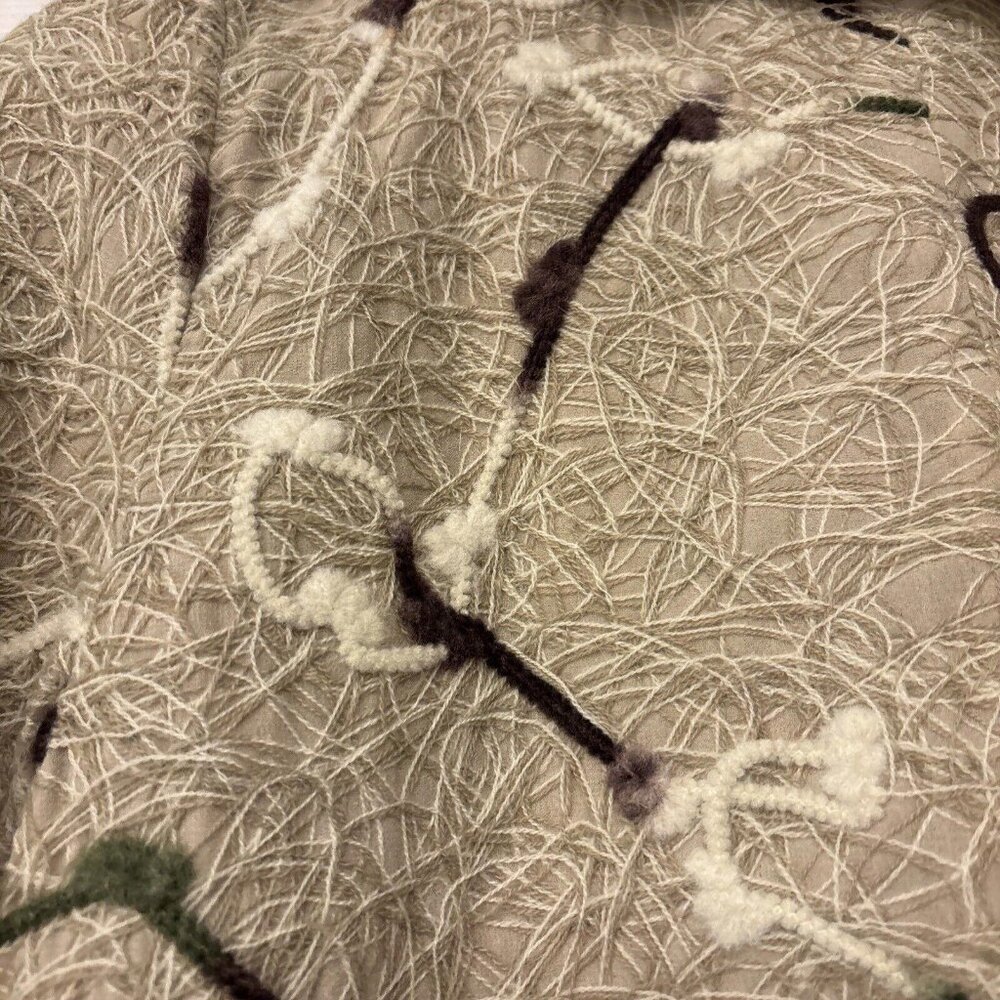 Anthropologie RYU Coat Tan Crochet Overlay Front Large Button Size Small Lined - Picture 12 of 15